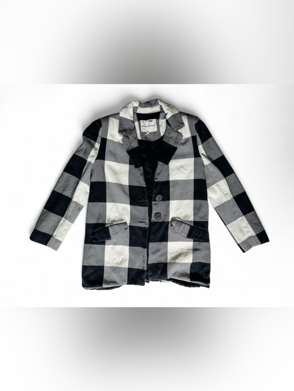Mara Hoffman Tatum Blazer Jacket Women Black/Cream Ensenada Plaid - Size XSmall